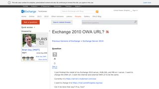 Exchange 2010 OWA URL? - Microsoft