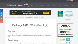 Exchange 2010, OWA will not login - Techieshelp.com