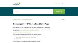 Exchange 2010 OWA loading Blank Page – How can we help you?