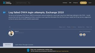 Log failed OWA login attempts, Exchange 2010 - Experts Exchange