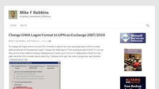 Change OWA Logon Format to UPN on Exchange 2007/2010 – Mike F ...