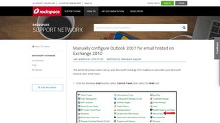 Manually configure Outlook 2007 for email hosted on Exchange 2010