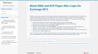 Blank OWA and ECP Pages After Login On Exchange 2013 - FatFrame