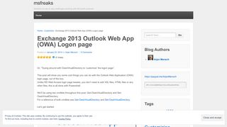 Exchange 2013 Outlook Web App (OWA) Logon page | msfreaks