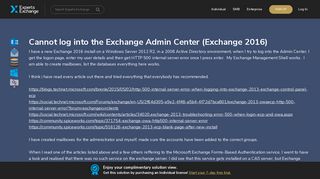 Cannot log into the Exchange Admin Center (Exchange 2016)