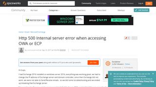 Http 500 Internal server error when accessing OWA or ECP ...