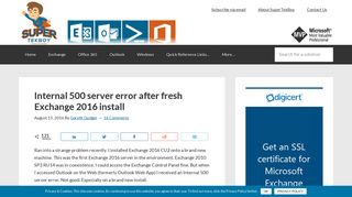 Internal 500 server error after fresh Exchange 2016 install ...