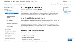 Exchange ActiveSync | Microsoft Docs