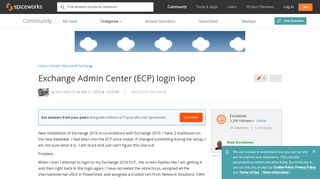 Exchange Admin Center (ECP) login loop - Spiceworks Community