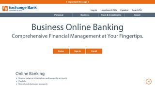EB Online for Business – Exchange Bank