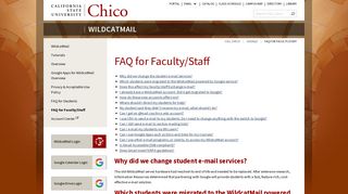 FAQ for Faculty/Staff - WildcatMail - CSU, Chico