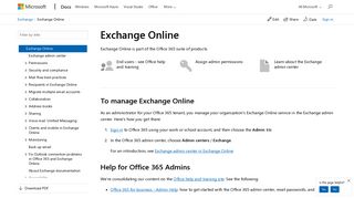 Exchange Online | Microsoft Docs