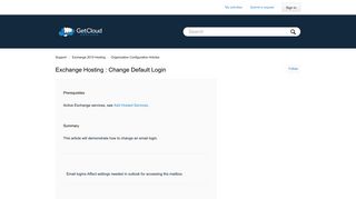 Exchange Hosting : Change Default Login – Support