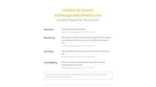 Parchment Status - Unable to access exchange.parchment.com
