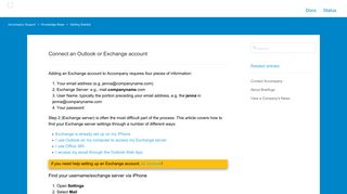 Connect an Outlook or Exchange account – Accompany Support
