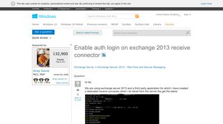 Enable auth login on exchange 2013 receive connector - Microsoft