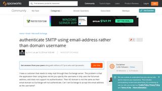 authenticate SMTP using email-address rather than domain username ...