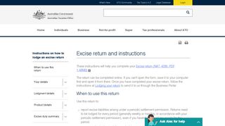Excise return and instructions | Australian Taxation Office