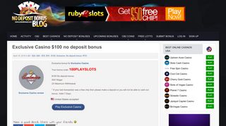 Exclusive Casino $100 no deposit bonus - 18.04.2018