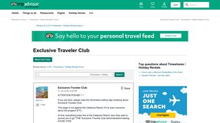 Exclusive Traveler Club - Timeshares / Holiday Rentals Forum ...