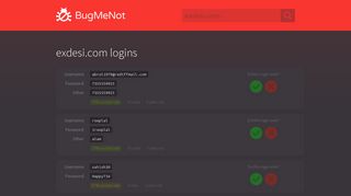 exdesi.com passwords - BugMeNot
