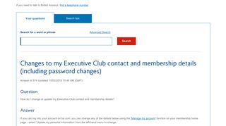 Changes to my Executive Club contact and membership details ...