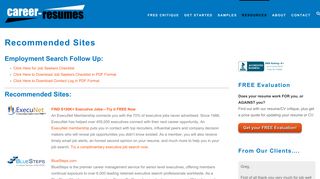 Recommended Sites – Career Resumes