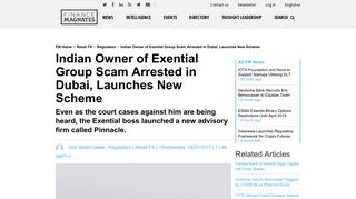 Indian Owner of Exential Group Scam Arrested in Dubai, Launches ...