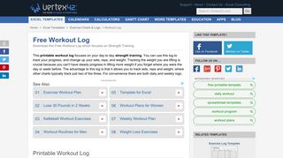 Free Printable Workout Log and Blank Workout Log Template - Vertex42