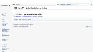 ZTE H268A - Quick Installation Guide - ExeWiki - Exetel