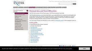 Personal data and Trent HR - Trent HR (Human ... - University of Exeter