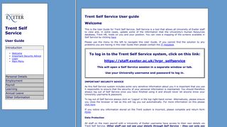 Trent Self Service User Guide - University of Exeter