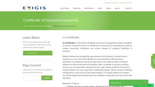 rm.Certificates | Certificate of Insurance Tracking Software | Exigis