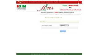 Forget Password/Security Pin - AISER - EXIM IBanking - EXIM Bank