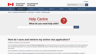 How do I save and retrieve my online visa application? - Cic.gc.ca