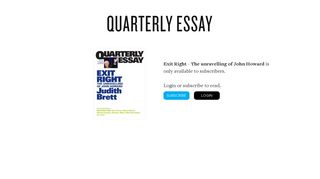 Exit Right - Chapter 1 | Quarterly Essay