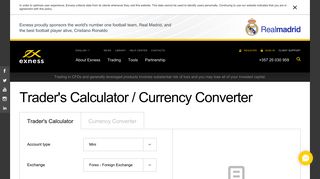 Trader's calculator and currency converter - Exness