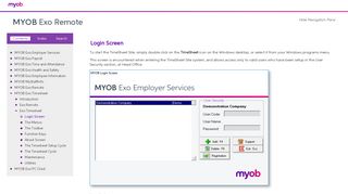 - Login Screen - Support - MYOB