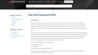 One Time Password (OTP) - MyExostar