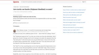 Are exotic car hacks (Pejman Ghadimi) a scam? - Quora