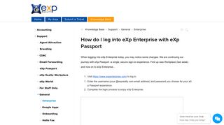 How do I log into eXp Enterprise with eXp Passport - eXp Realty