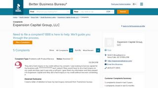 Expansion Capital Group, LLC | Complaints | Better Business Bureau ...