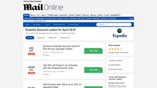 8% OFF with Expedia discount codes | February 2019 - Daily Mail