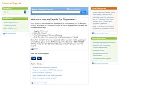 How can I reset my Expedia For TD password? - Service