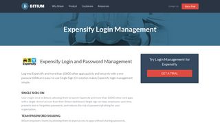 Expensify Login Management - Team Password Manager - Bitium