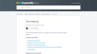Tax tracking | Expensify Docs