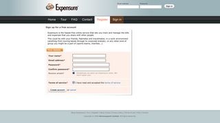 Sign up for a free account - Expensure [shared expense management]