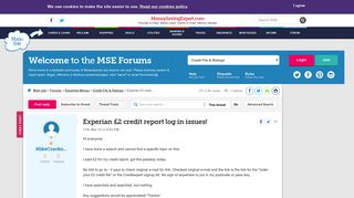 Experian £2 credit report log in issues! - MoneySavingExpert.com ...