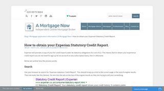 How to obtain your Experian Statutory Credit Report. - A Mortgage Now