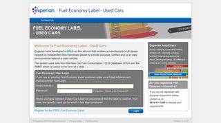 Experian Fuel Economy - Login - Experian AutoCheck